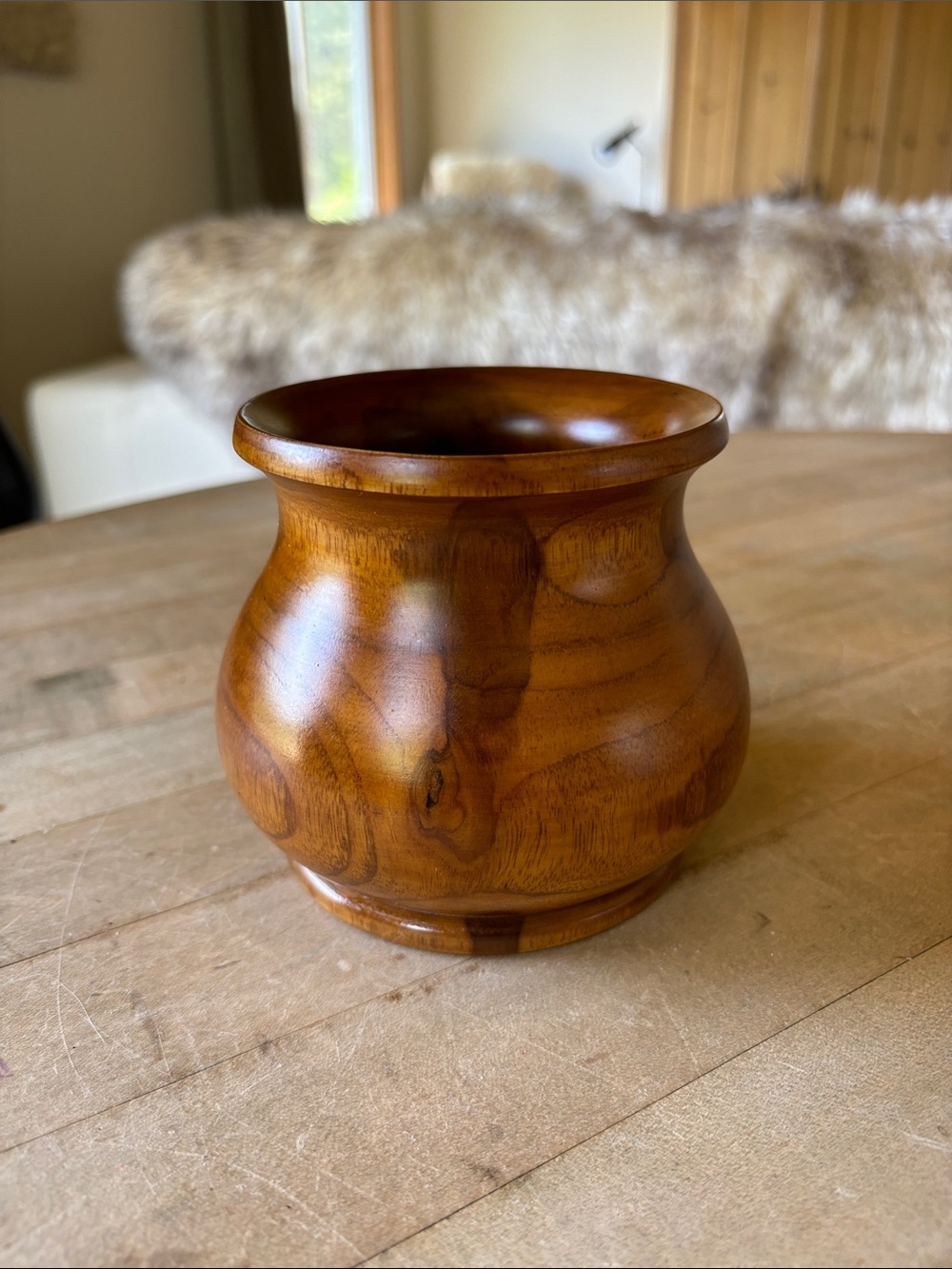 Vintage Hand-turned Wooden Vase